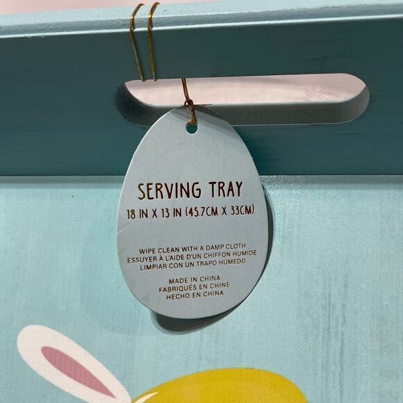 Easter Wooden Serving Tray with Handles NWT - Picture 4 of 6